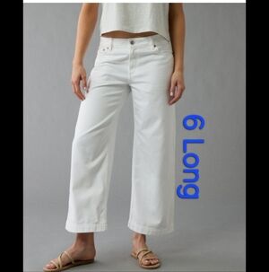 AE Dreamy Drape Stridgid Low Rise Baggy Wide Leg Cropped 6 Long